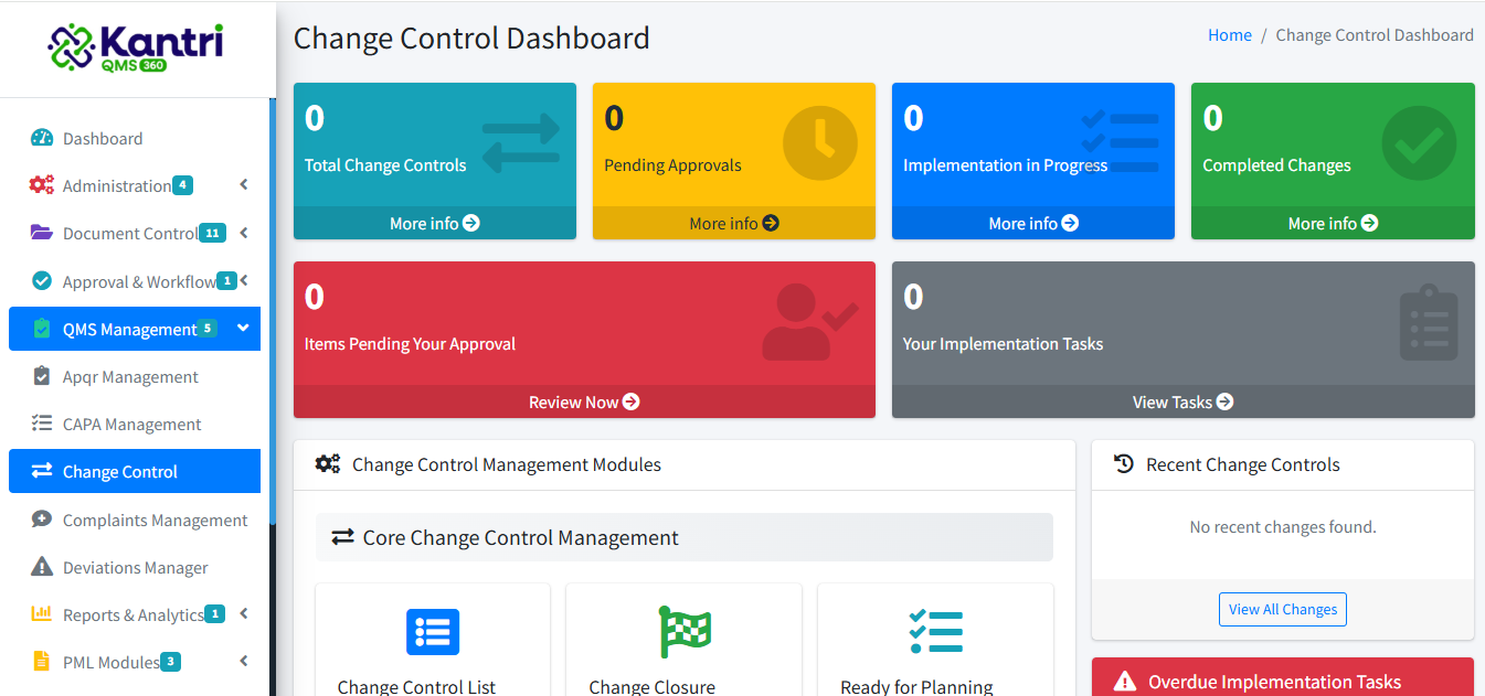 Change Control Dashboard